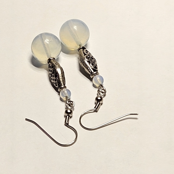 Handmade Opalite Beaded Earrings - Picture 4 of 6